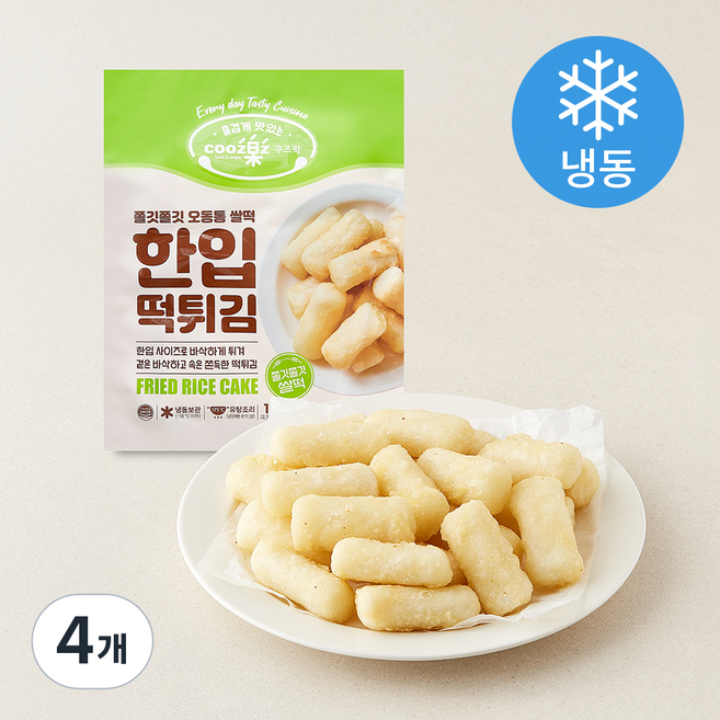 쿠즈락 바삭 쫀득 한입 떡튀김 (냉동), 1kg, 4개