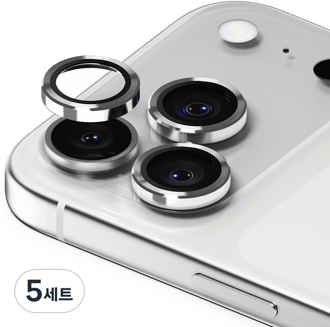 신지모루 AR 빛번짐방지 메탈 프레임 링 휴대폰 카메라 렌즈 강화유리 액정보호필름 실버, 5세트