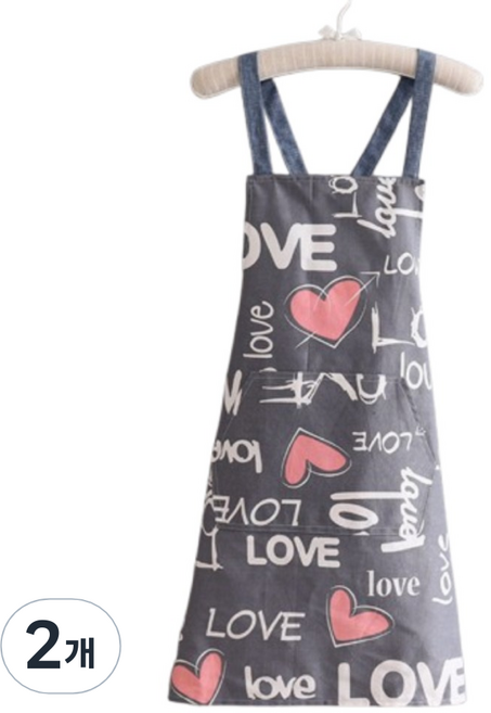헤세이 가벼운 코튼 원피스 주방 앞치마, 패턴C, 2개