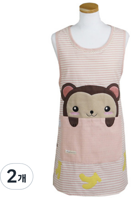 한스빌 몽키 앞치마, 핑크, 2개