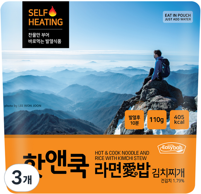 이지밥 핫앤쿡 라면애밥 김치찌개, 110g, 3개