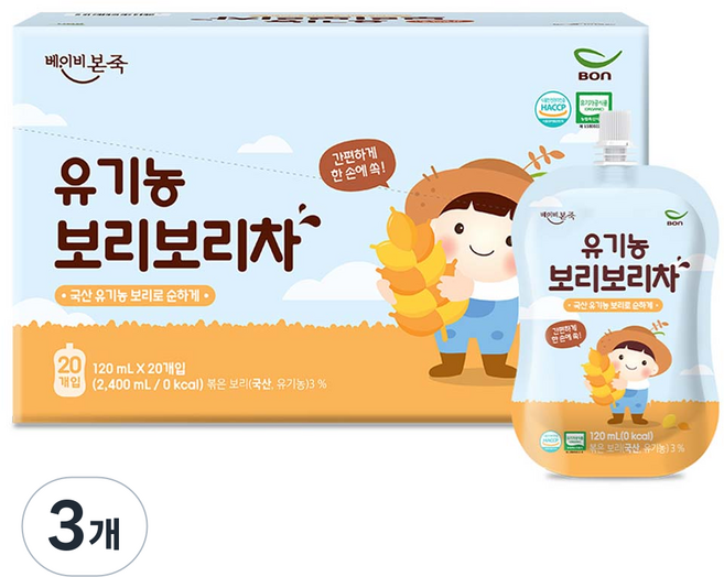 베이비본죽 유기농 보리보리차, 120ml, 60개