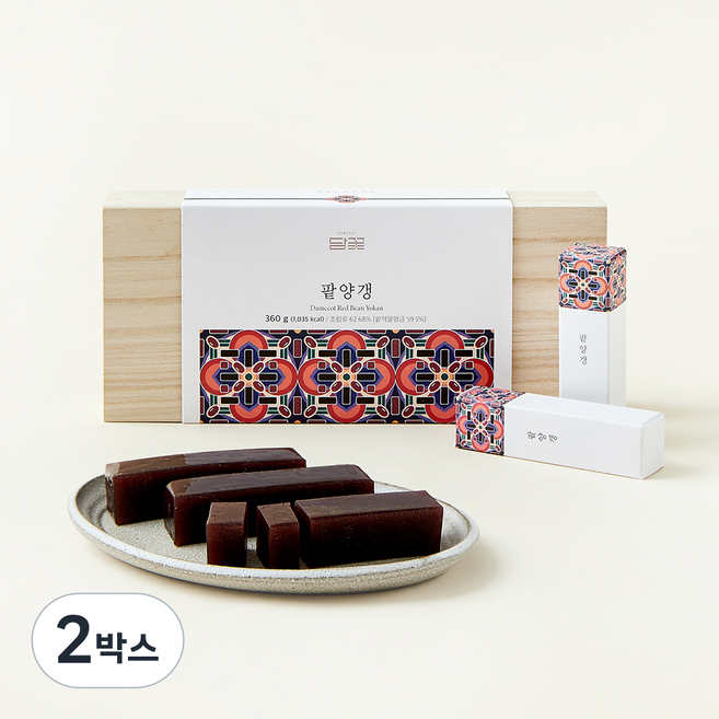 담꽃 국산 팥양갱 목함선물세트 + 쇼핑백, 40g, 9개입, 2박스