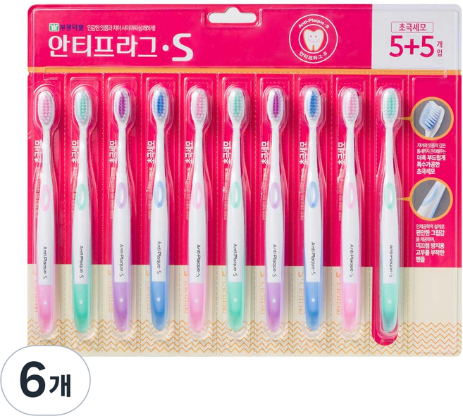 안티프라그 S 초극세모 칫솔, 10개입, 6개