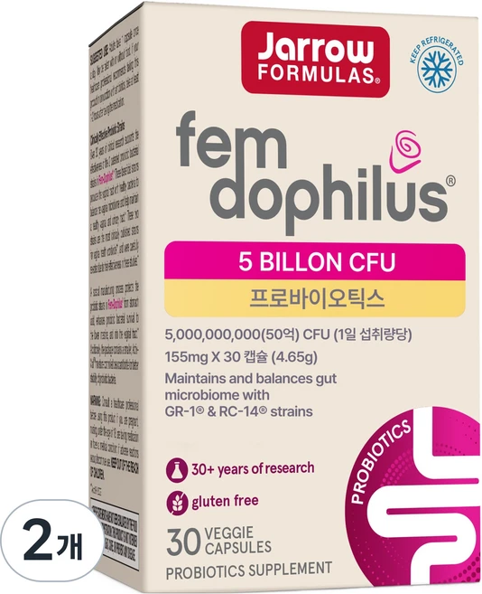 재로우 포뮬러스 펨 도필러스 50억 베지캡, 2개, 30정 - 쿠팡