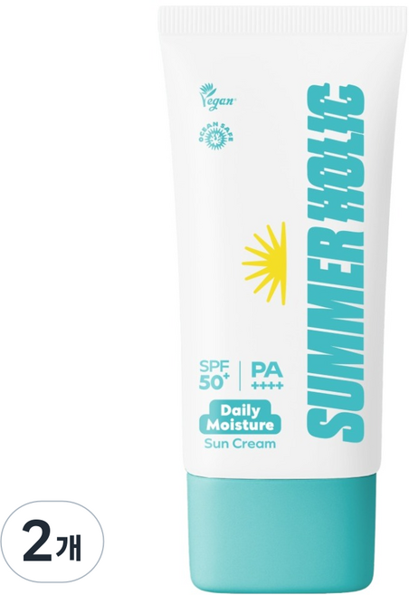 썸머홀릭 데일리 모이스처 선크림 SPF50+ PA++++, 2개, 50ml