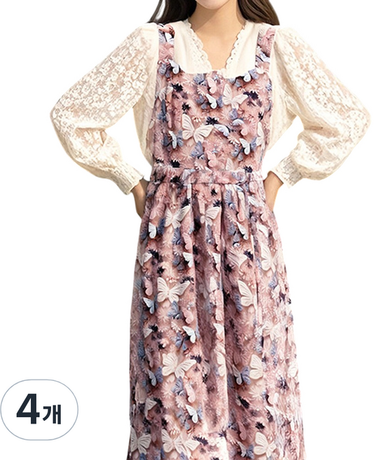 바른리빙 프시케 원피스 앞치마, 블루, 4개