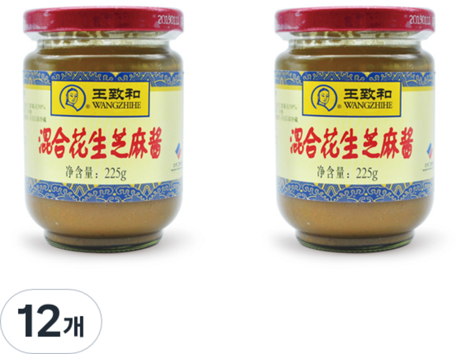 왕즈허 즈마장 땅콩 참깨 소스, 12개, 225g