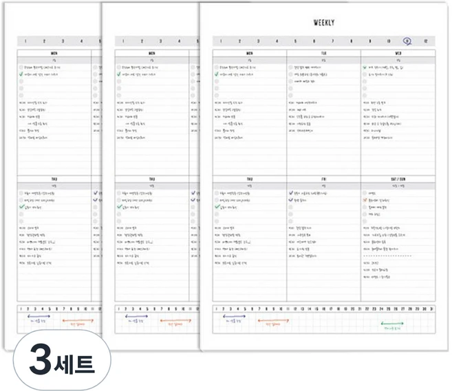 데얼스 스케줄러 20매 x 3p, 위클리, 3세트 - 쿠팡