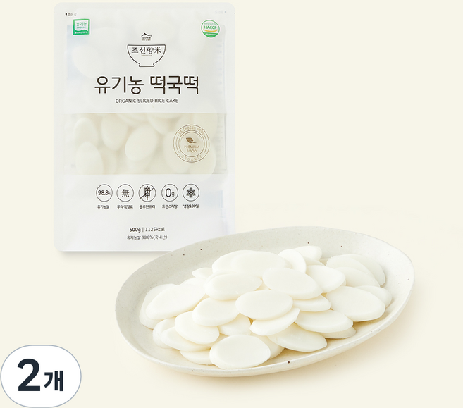 조선향미 유기농 인증 조선마켓 떡국떡 (냉장), 500g, 2개