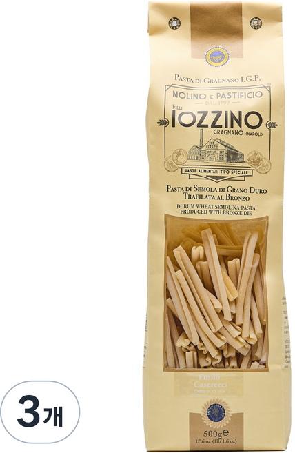 IOZZINO 卡澤裡奇風味義大利螺旋麵, 3個, 500g