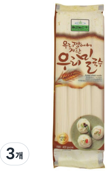 Chilkabnongsan 韓國產小麥製成的韓國麵條, 400g, 3個