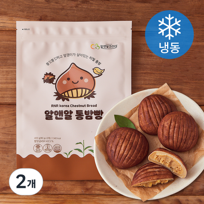 알앤알코리아 통밤빵 (냉동), 80g, 5개입, 2개