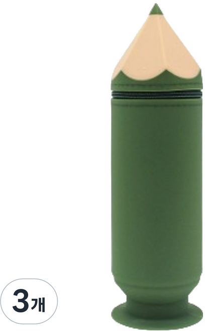 아베른 말랑 실리콘 대용량 문구 수납 필통, 그린, 3개