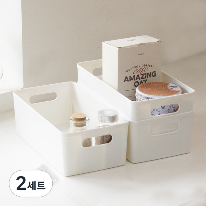아임홈리빙 심플 바스켓 팬트리 수납함 3p 네임택세트, 화이트, 160 x 300 x 100 mm, 2세트
