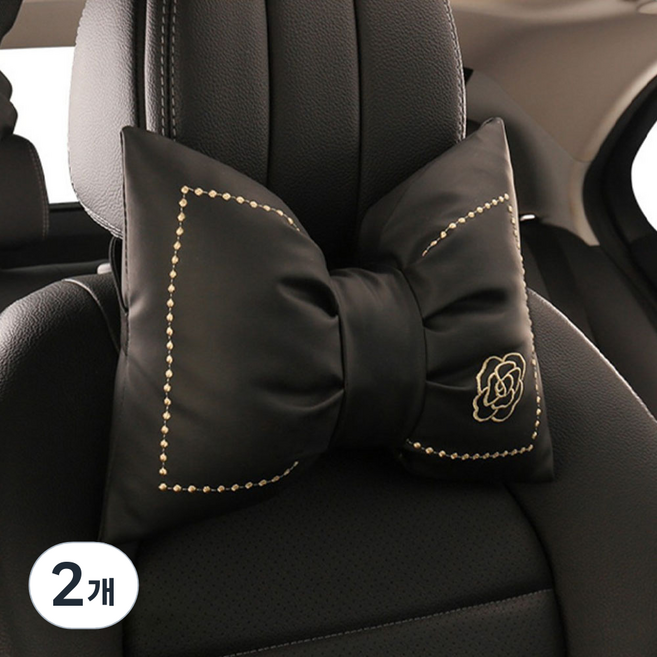 크로니클 전체 차량용 리본 목쿠션, 블랙, 2개