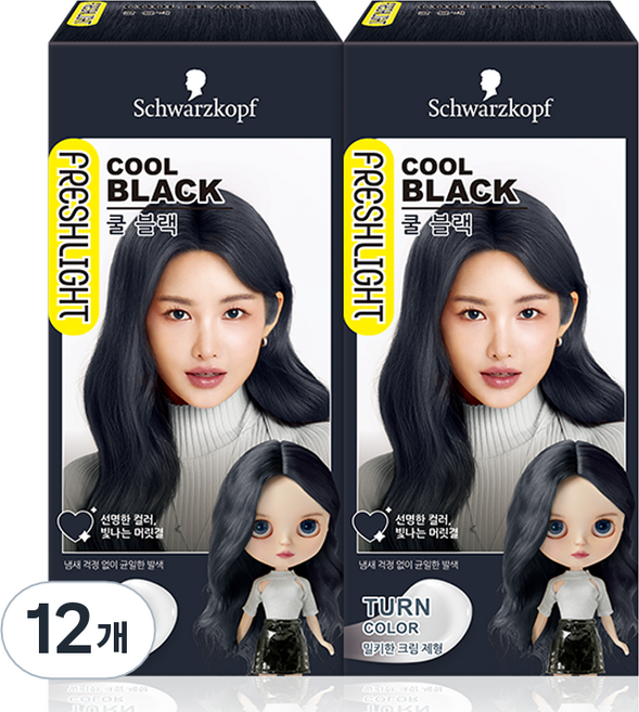 FRESHLIGHT 富麗絲 FRESHLIGHT染髮霜, 冷酷黑, 12盒