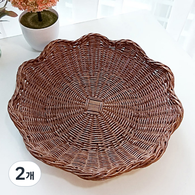 고급 등나무 다용도 호텔 라탄 바구니 대, 브라운, 2개