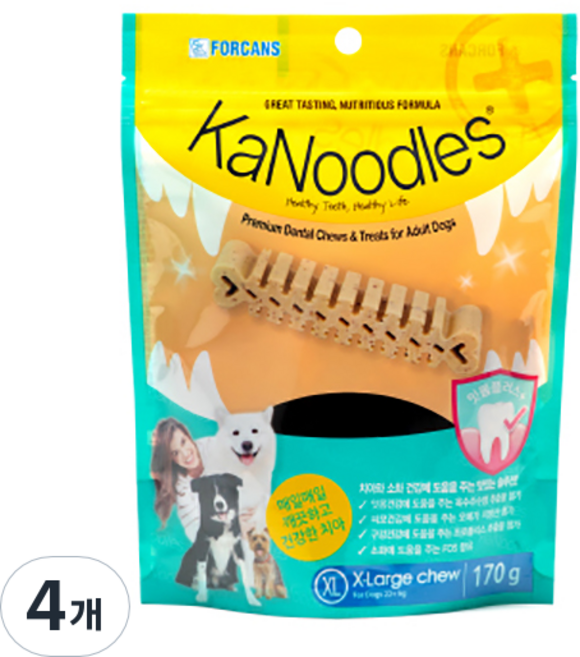 포켄스 강아지 카누들 잇몸플러스 지퍼백 XL, 잇몸건강, 170g, 4개