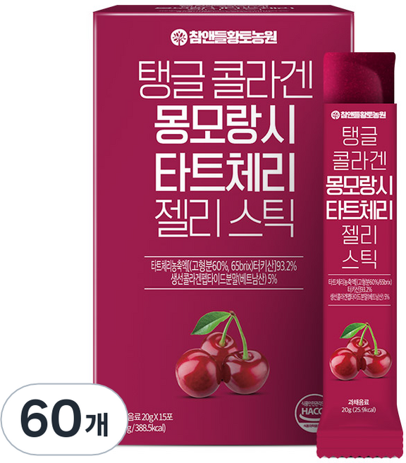 참앤들황토농원 탱글 몽모랑시 타트체리 콜라겐 스틱, 300g, 4개