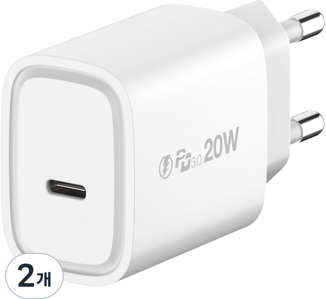 아이히트코리아 C타입 PPS 고속 충전기 PD 20W, 화이트, 2개