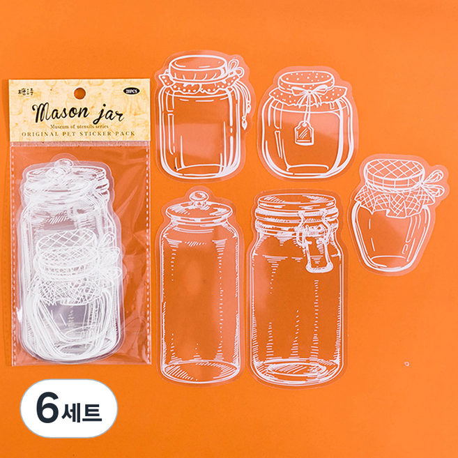 마다꾸미 다이어리 북마크 DIY 압화 꽃 책갈피 코팅지 5종 x 4p 세트 메이슨자, 6세트