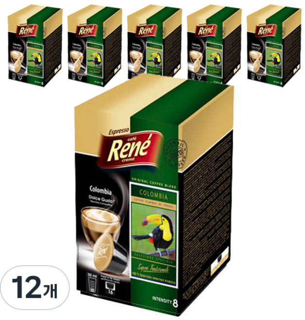 Rene Dolce Gusto兼容哥倫比亞咖啡膠囊, 7g, 16顆, 12盒