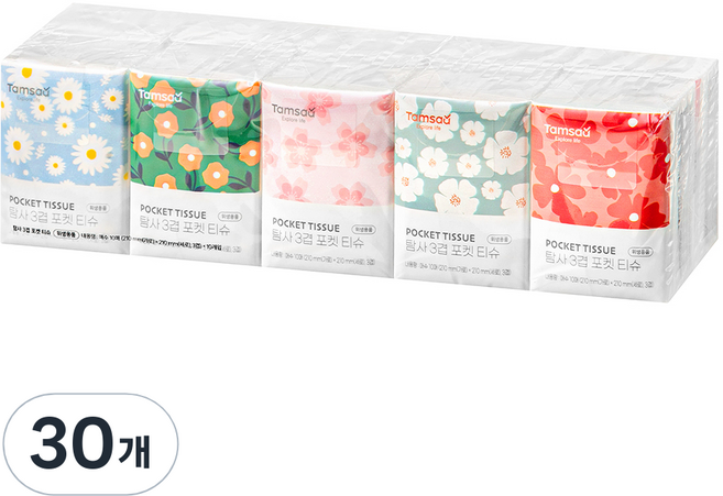 탐사 포켓 티슈 3겹, 30개, 10개입