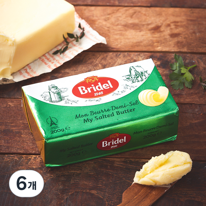 브리델 가염버터, 200g, 6개