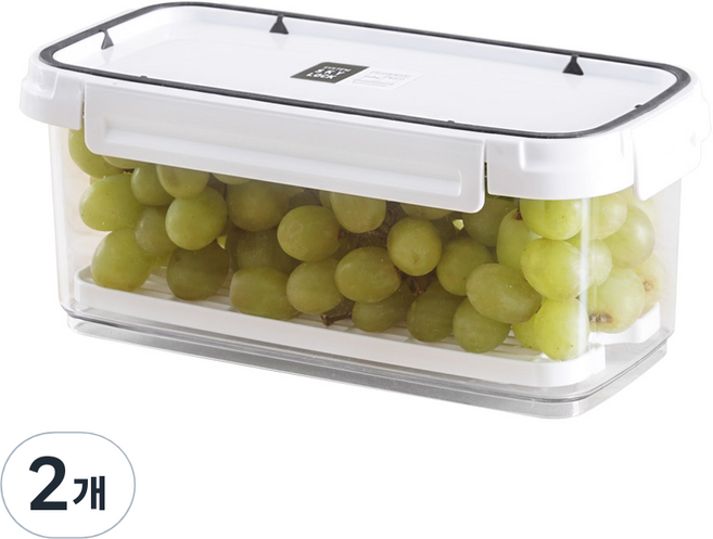 수납이야기 스카이락 밀폐용기 와이드 깔판 2호, 2개, 1.6L