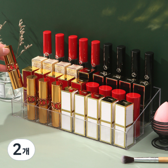 디오셀 아크릴 립스틱 정리함 24구, 투명, 2개
