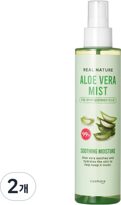 코스메이트 리얼 네이처 알로에베라 미스트, 2개, 200ml