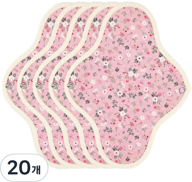 위즐리 들꽃핑크 면생리대, 20개, 1개입, 중형