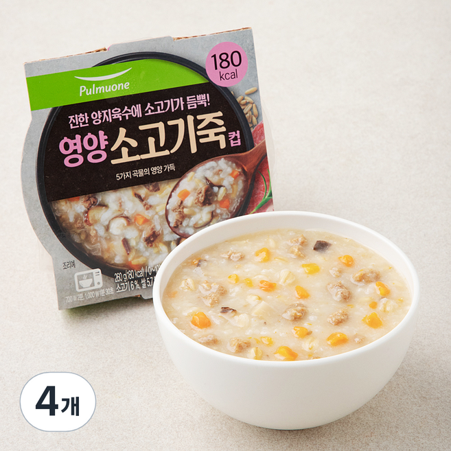 풀무원 영양 소고기죽 컵 (냉장), 260g, 4개
