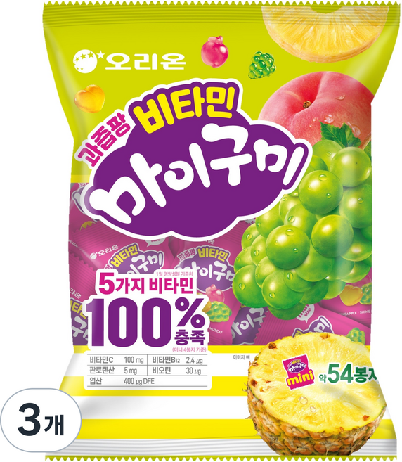 마이구미 미니 과즙팡 비타민 54p, 529.2g, 3개