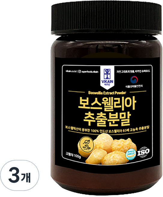 비카인 보스웰리아 추출분말, 100g, 3개