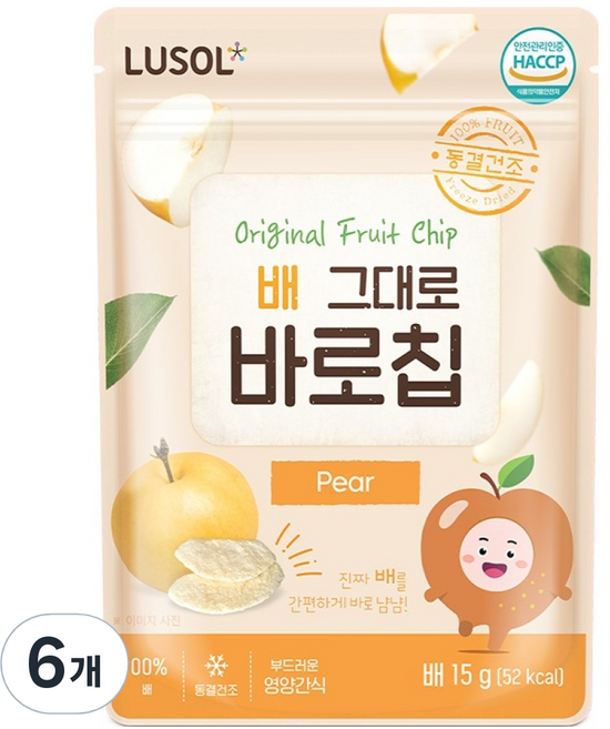 루솔 과일칩 배 그대로 바로칩, 15g, 6개