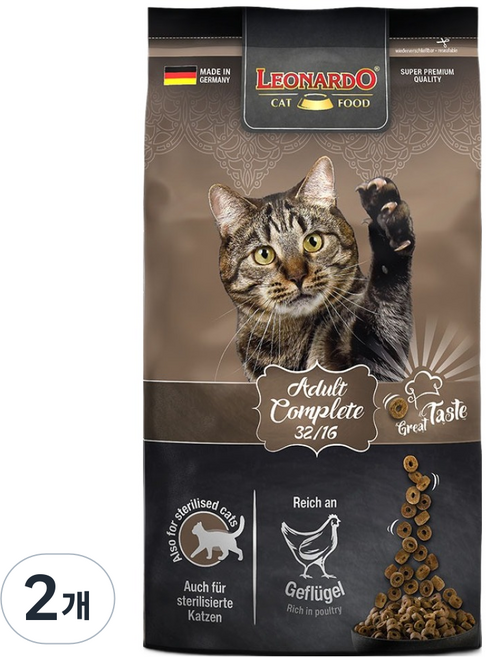 레오나르도 고양이 컴플리트 인도어 사료, 2개, 1.8kg