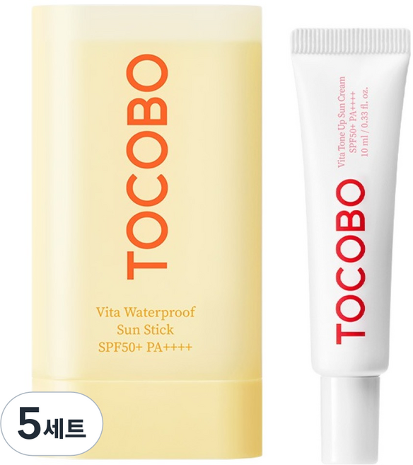 토코보 비타 워터프루프 선스틱 18g + 비타 톤업 선크림 10ml SPF50+ PA++++ 세트, 5세트