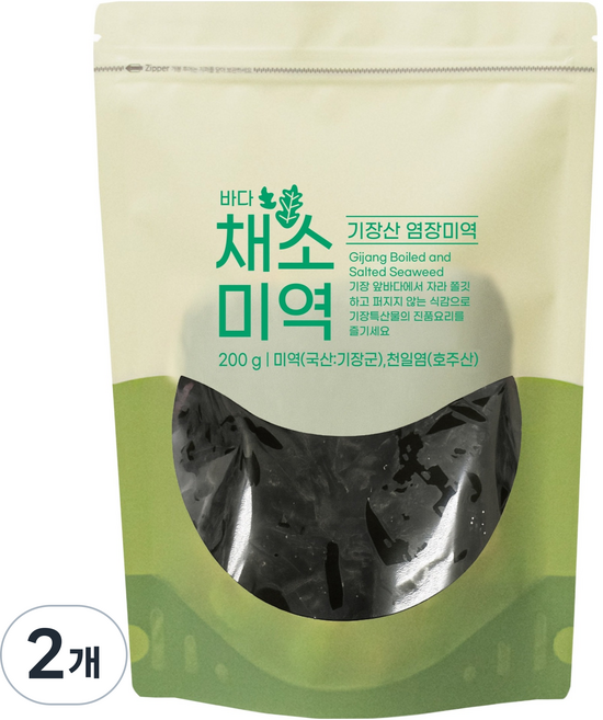 이미지 석하 바다채소미역 기장산 염장미역, 200g, 2개