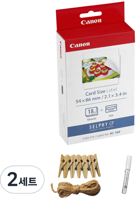 Canon 佳能 SELPHY 相片列印貼紙 18張 KC-18IF + 相片線 + Miffy筆 隨機出貨, 2X3, 2套