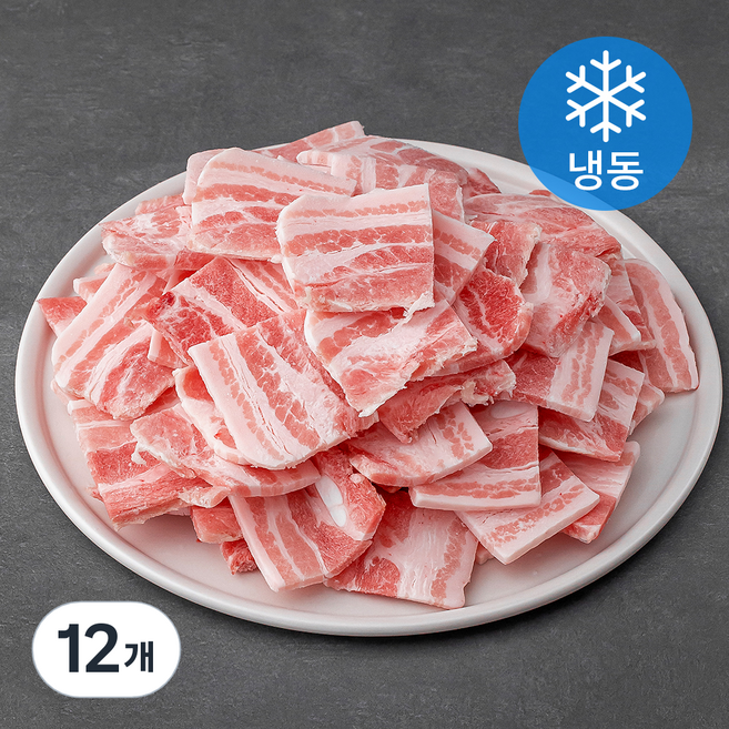 국제식품 덴마크산 돈삼겹 한입크기 5 x 6 x 0.5 cm (냉동), 1kg, 12개