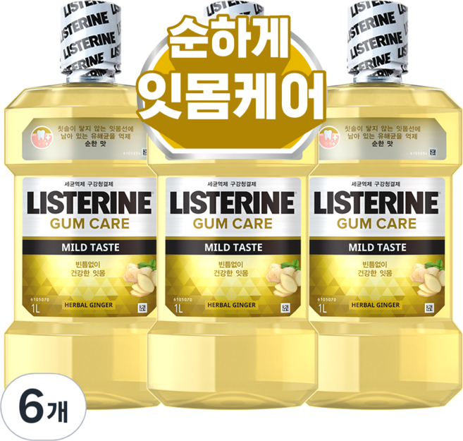 리스테린 검케어 마일드 구강청결제, 1L, 6개