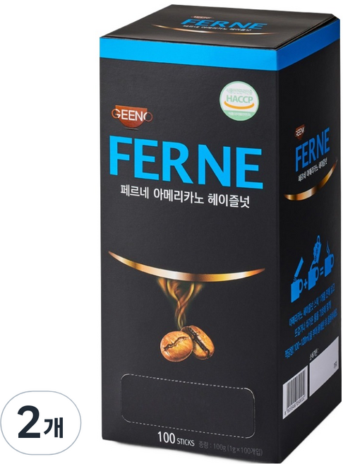 지노 원두커피믹스 페르네 아메리카노 헤이즐넛, 1g, 100개입, 2개