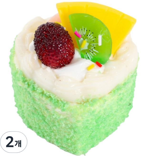 블랙트리 컬러풀 하트 컵 케이크 피규어 그린, 2개