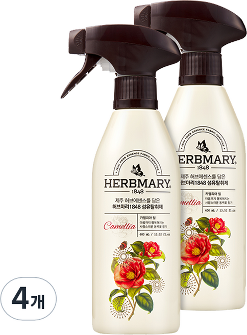 허브마리 1848 섬유탈취제 카멜리아 힐 본품, 400ml, 4개
