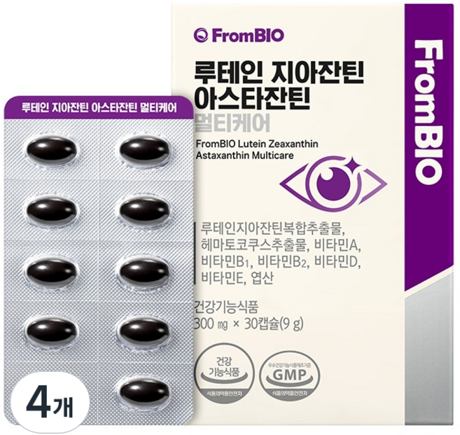 프롬바이오 루테인지아잔틴 아스타잔틴 멀티케어 9g, 30정, 4개