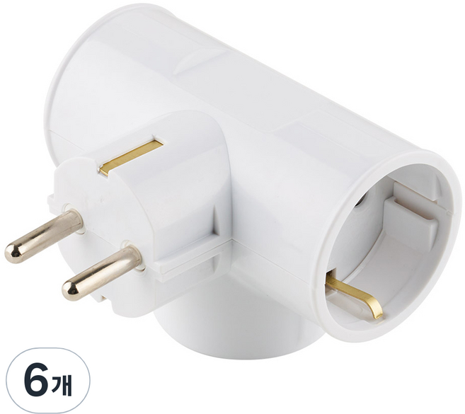 보에담 T자형 멀티탭 3구, 87mm, 화이트, 6개