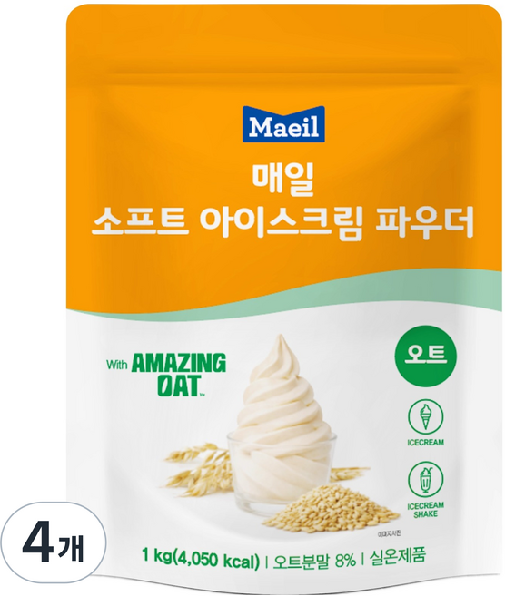 매일유업 소프트 아이스크림 파우더 오트, 1kg, 4개