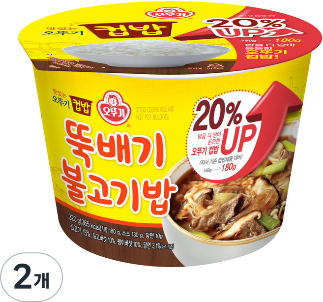오뚜기 뚝배기 불고기밥 증량, 320g, 2개